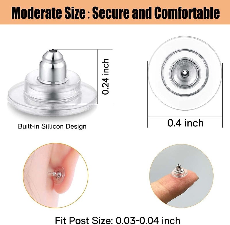 DELECOE 925 Sterling Silver Locking Earring Backs Replacements for Diamond Studs,14K White Gold Plated Hypoallergenic Secure Earring Backs 3-Pairs - Image 5